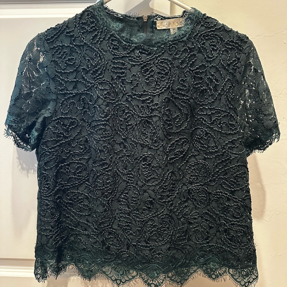 Adiva Dark Green Lace Blouse